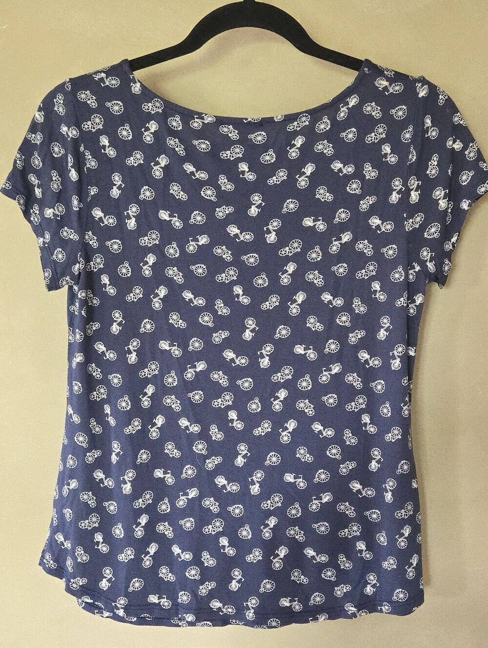 W5 Anthro | Navy Short Sleeve Tee with White Bicycle Motif, Size S - Picture 3 of 5
